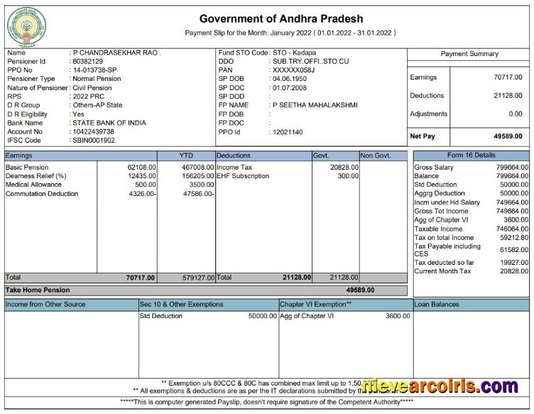 Government of Andhra Pradesh Paystub